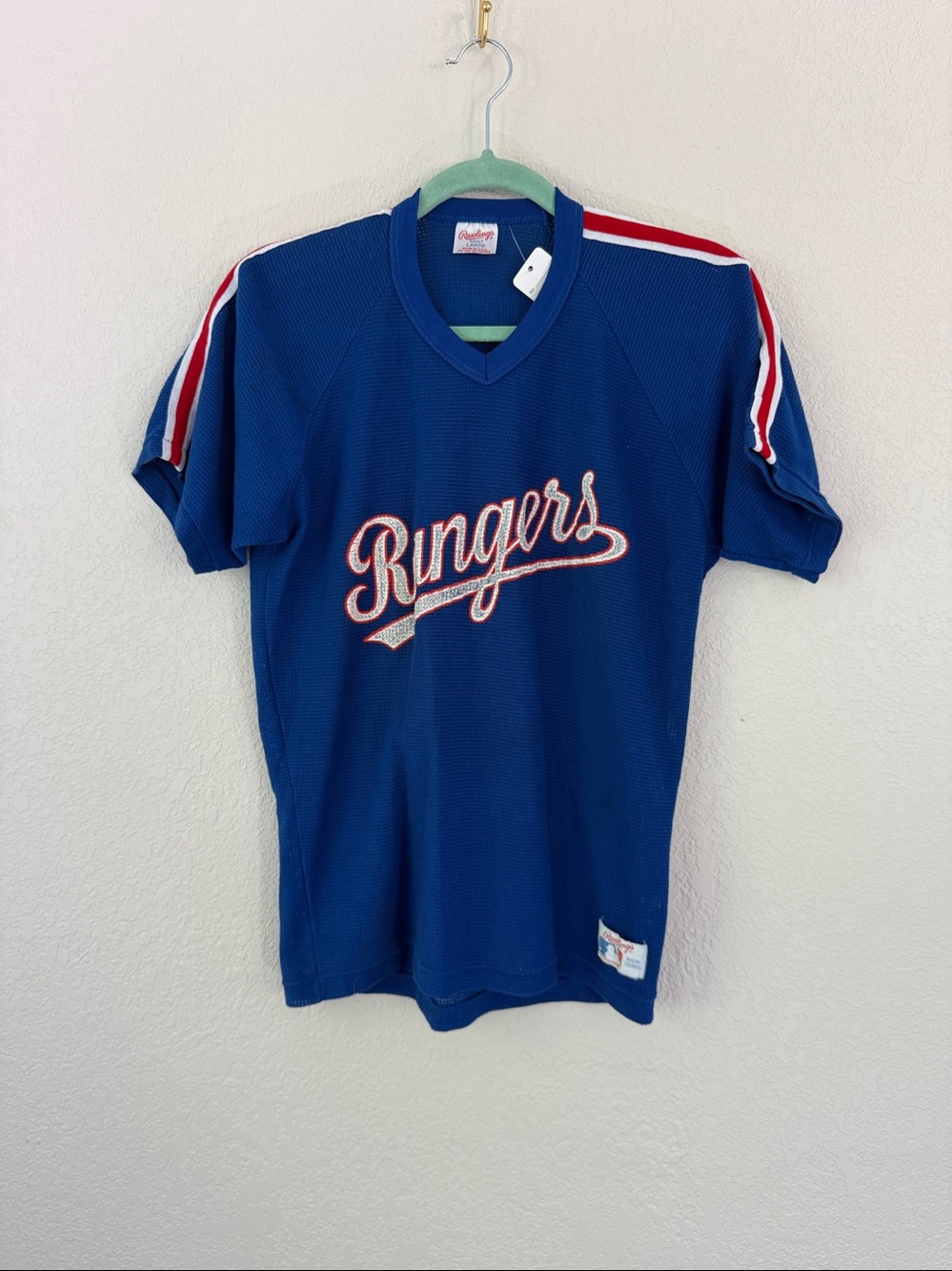 Vintage Rawlings Texas Rangers MLB waffle knit athletic shirt